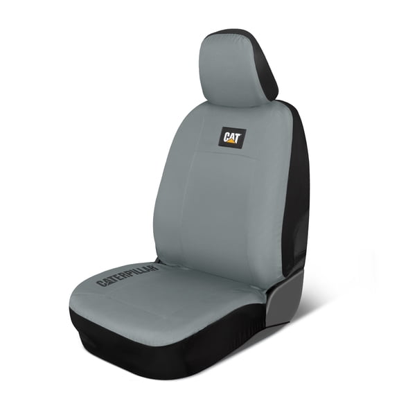 CAT Car Front Seat Cover – 1 pc, Gray Oxford, Heavy Duty Protection, Semi-Universal Fit  – Durable Water-Resistant Auto Seat Protector for Truck, SUV, Sedan – Easy Install, Washable, Long-Lasting