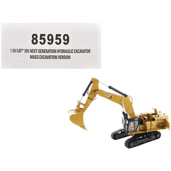 CAT Caterpillar 395 Next Generation Hydraulic Excavator "Mass Excavation Version" Yellow "High Line Series" 1/50 Diecast Model by Diecast Masters