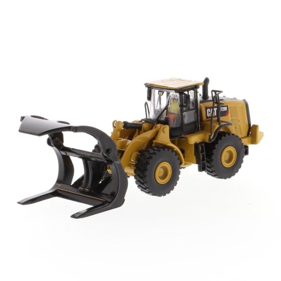 CAT Caterpillar 972M Wheel Loader with Log Fork and Operator High Line Series 1/87 (HO) Scale Diecast Model by Diecast Masters 85950