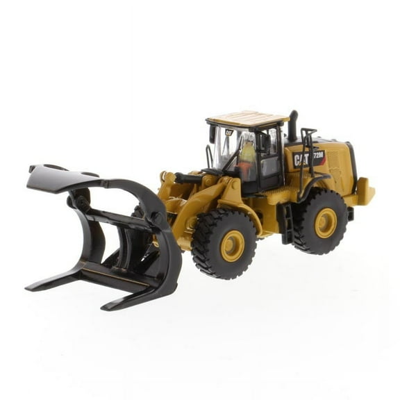 CAT Caterpillar 972M Wheel Loader with Log Fork and Operator High Line Series 1/87 (HO) Scale Diecast Model by Diecast Masters 85950