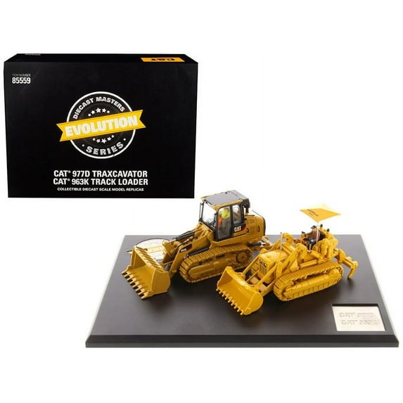CAT Caterpillar 977D Traxcavator (Circa 1955-1960) and CAT Caterpillar 963K Track Loader (Current) with Operators "Evolution Series" 1/50 Diecast Models Masters