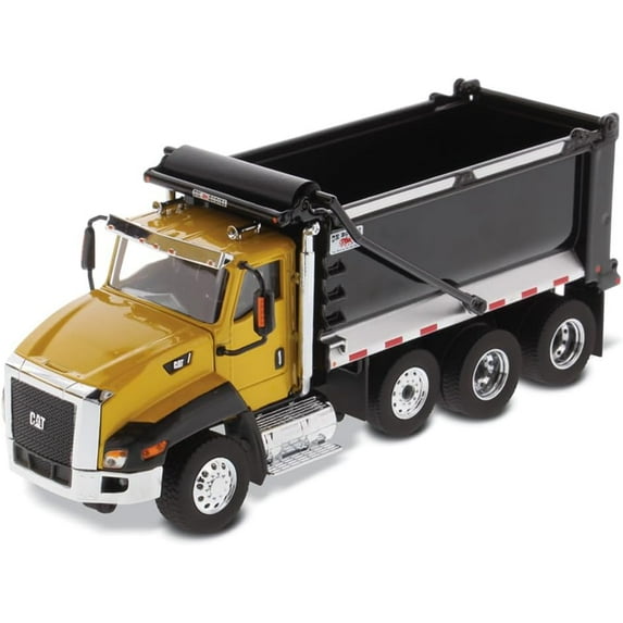 CAT Caterpillar CT660 SBFA with Ox Bodies Stampede Dump Truck Yellow and Black 1/50 Diecast Model by Diecast Masters