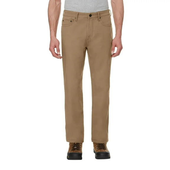 CAT Caterpillar Men's Fleece Lined Canvas Work Pants, Straight Leg, Stretch Fabric (Tan, 40x29)