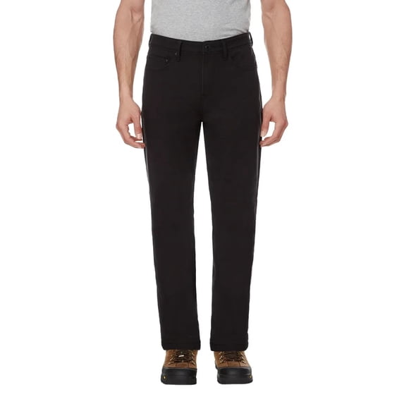 CAT Caterpillar Men's Fleece Lined Canvas Work Pants Straight Leg in Black, Size 32x32