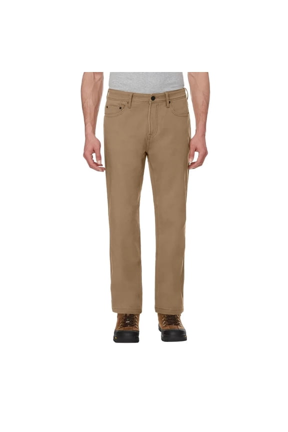 CAT Caterpillar Men's Fleece Lined Canvas Work Pants Straight Leg in Tan, Size 34x30