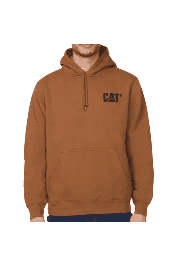 Erpillar Men's Trademark Hoodie with Embroidered Front Logo, Brown, Large