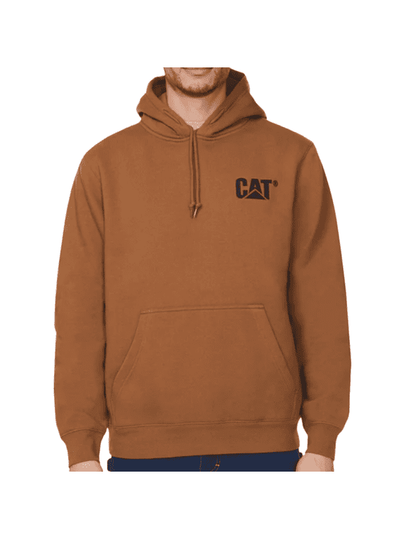 Erpillar Men's Trademark Hoodie with Embroidered Front Logo, Brown, Small