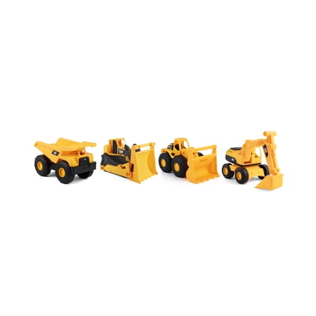 CAT Construction Fleet 4 Pack, 10" Free Wheeling Construction Vehicles