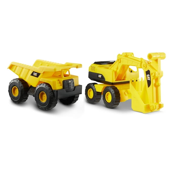 CAT Construction Toys CAT Construction Tough Rigs 15" Dump Truck & Excavator Set Toys 2 Pack Ages 3+ | Kid Powered Caterpillar Vehicle Set | Indoor or Ourdor Play | No Batteries Required