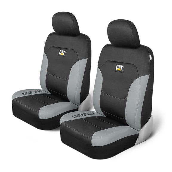 CAT FlexFit Black Gray Seat Covers for Cars, Trucks, & SUV - (2) Front Car Seat Cover Front Seat Protectors - Airbag Compatible Seat Covers for SUV Interior Covers & Truck Seat Cover Car Accessories