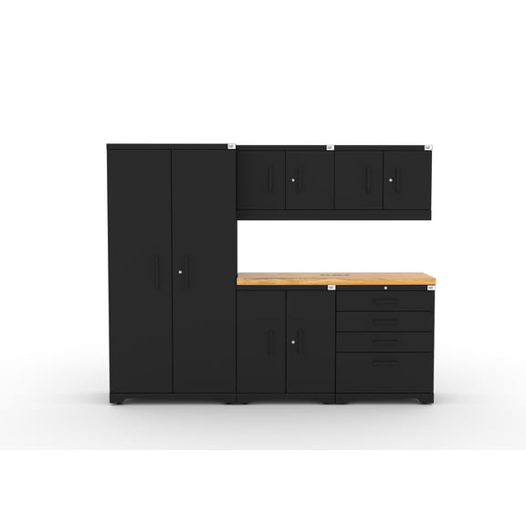 CAT Fully Welded Garage Storage Cabinetry Set including 1 Locker, 2 Wall, 1 Base, 1 Tool and 56" Worktop