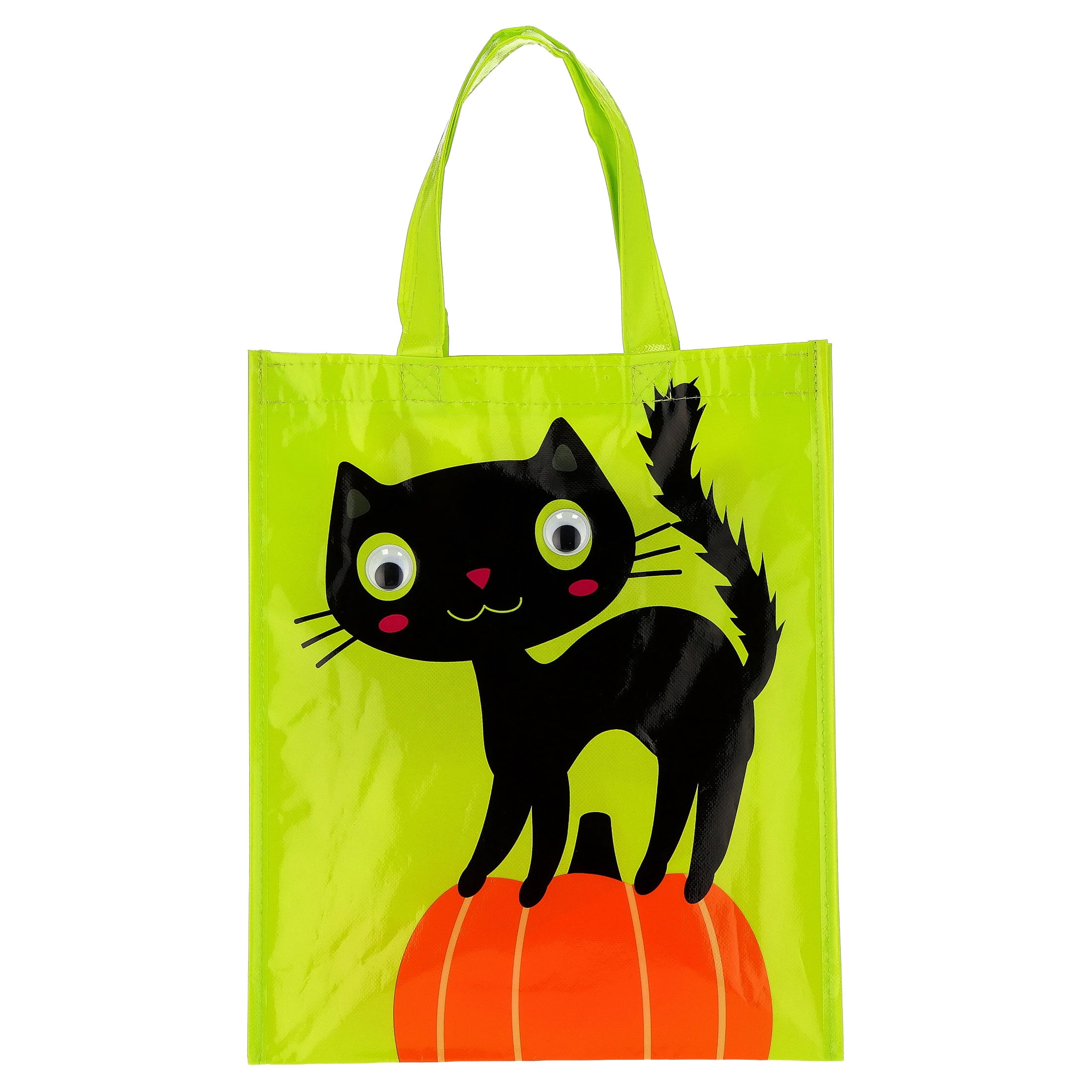Googly Eye Cat Trick-or-Treat Party Bag, Green and Black, Halloween by Way To Celebrate