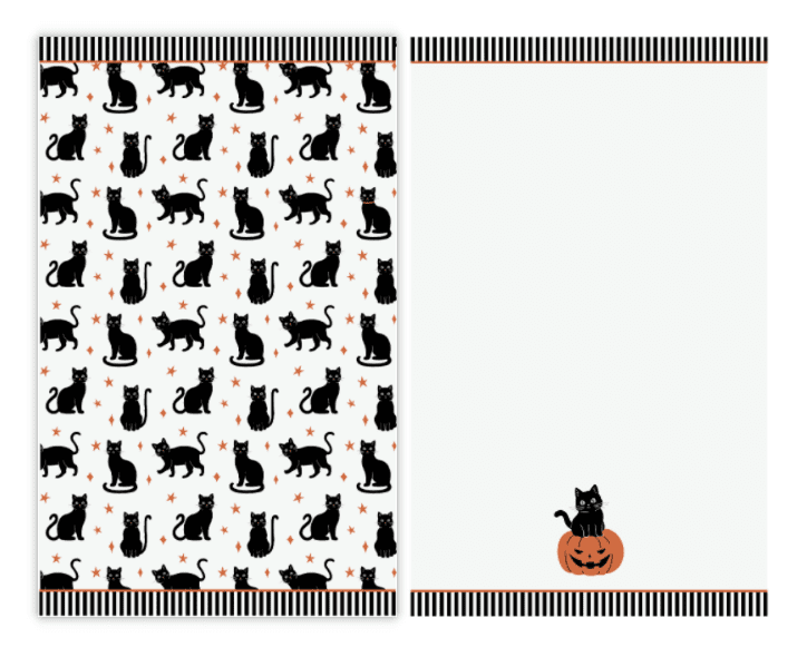 Evergrace Halloween 2 Piece Hand Towel Set, 100% Cotton, Cat, White 16"x26"