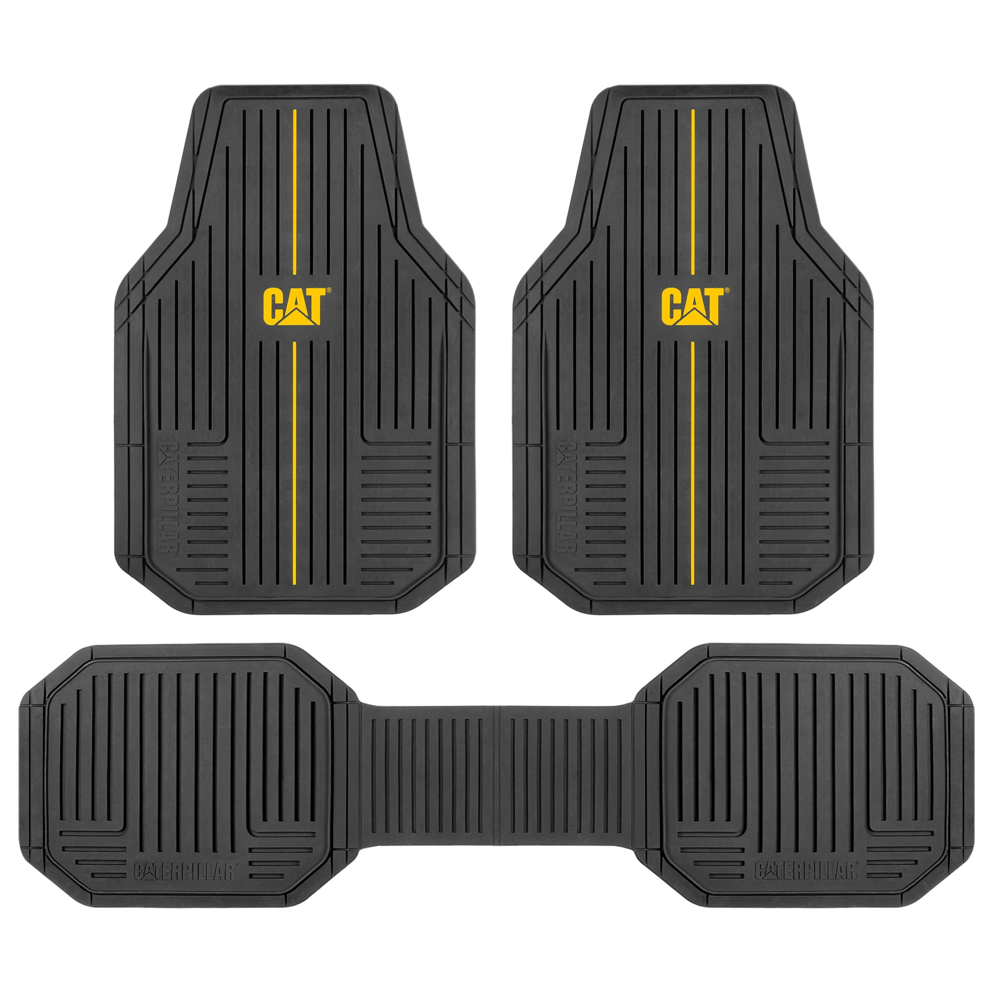 CAT Heavy-Duty 4 Piece Black Floor Mats for Cars, Trucks & SUVs Trim-to-Fit All-Weather Rubber Car Mats Full Set, Waterproof Interior Accessories, Car Rug Protection & Automotive Floor Liners