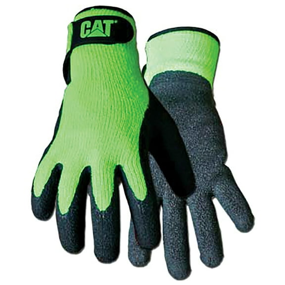CAT Jumbo Fluorescent Green Latex Coated Knit Gloves