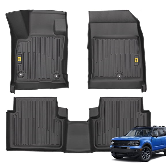 CAT® JustFit™ 3D All Weather Floor Mats for Ford Bronco Sport ONLY 2021-2025, Custom Fit Heavy-Duty Rubber Car Mats Full Set for 4 Door Models, (Not for Rubberized Floors)