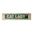 thumbnail image 1 of CAT LADY Vintage Plastic Street Sign cat breed feline kitty kitten | Indoor/Outdoor |  24" Wide, 1 of 4