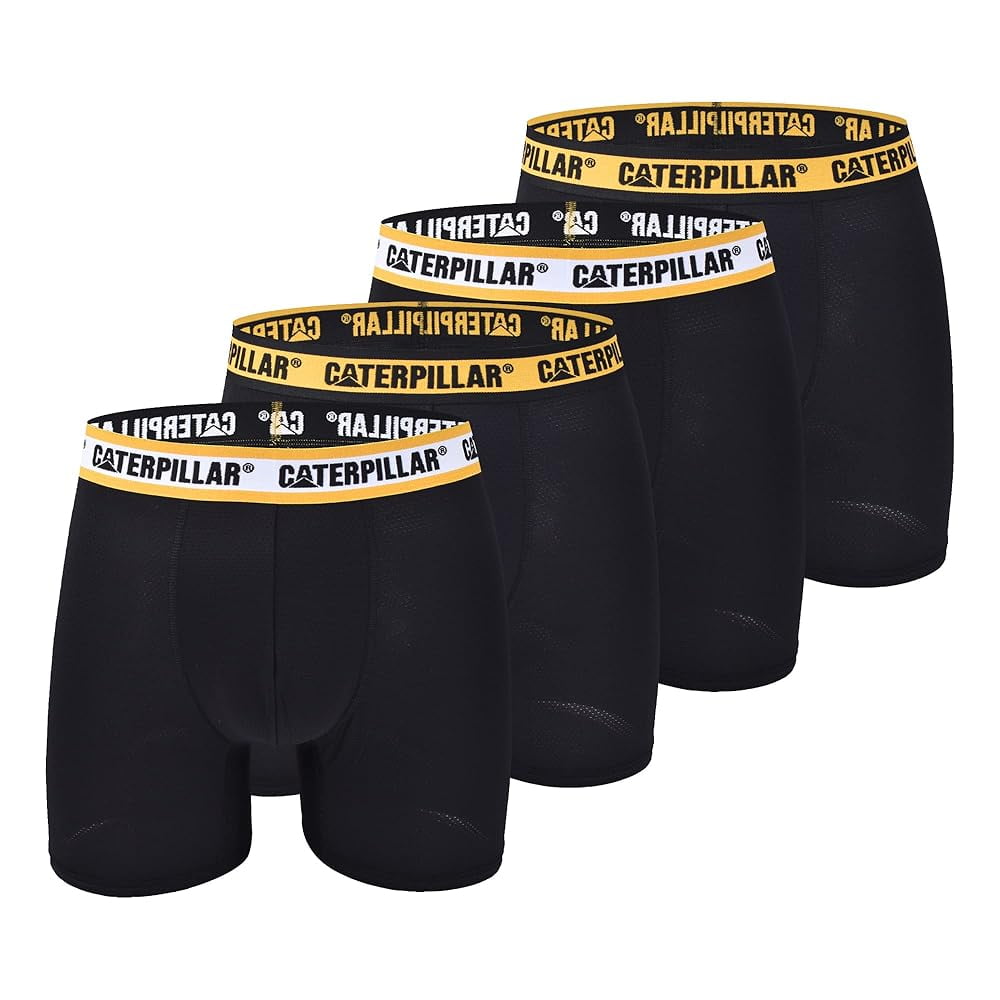 CAT Men's Comfort Core Boxer Briefs, Black Multi 4Pck (L)
