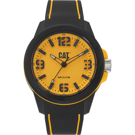 CAT Men's Silicone Wristwatch, Black, Yellow (LZ.110.21.721) - Walmart.com