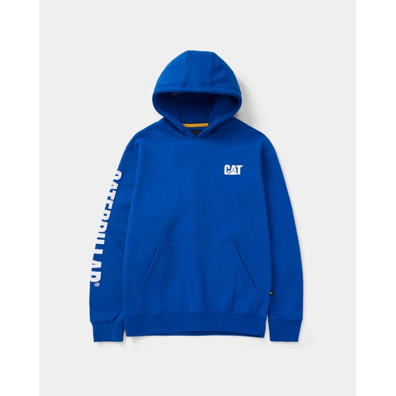 CAT Men's Trademark Banner Hoodies Featuring Logo on Chest and Sleeve with S3 Cord Management, Memphis Blue, Medium