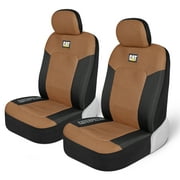 CAT MeshFlex Front Car Seat Covers for Truck SUV Van, Set of 2 Airbag Compatible, Durable Mesh Universal Auto Protectors, Beige & Black