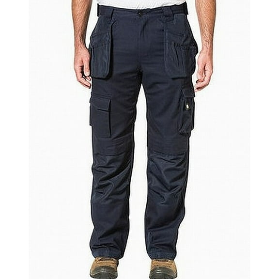 CAT NEW Navy Blue Mens Size 32x32 Button-Front Straight-Leg Work Pants