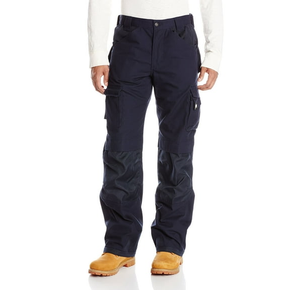 CAT Navy Mens 34x30 Cargo Relaxed Trademark Trouser Pants