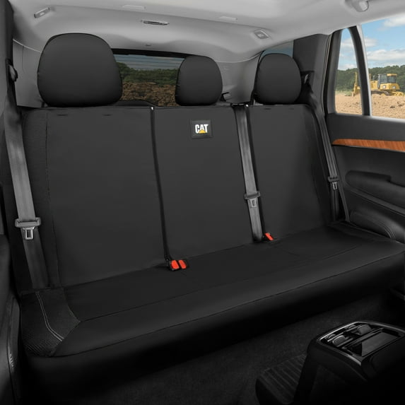CAT PU Leather Rear Bench Seat Cover - Black, 60/40 Split Fit for Cars, Trucks, SUVs - Waterproof, Scratch-Resistant, Semi-Universal Fit Rear Seat Protector for Most Auto Interior - Easy Install
