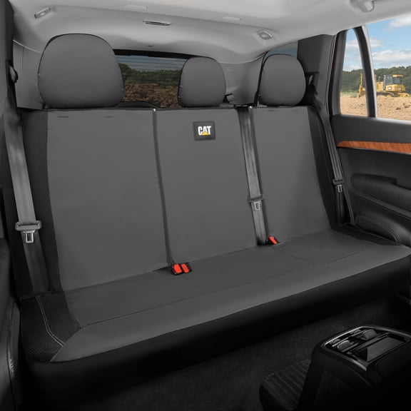 CAT PU Leather Rear Bench Seat Cover - Gray, 60/40 Split Fit for Cars, Trucks, SUVs - Waterproof, Scratch-Resistant, Semi-Universal Fit Rear Seat Protector for Most Auto Interior - Easy Install