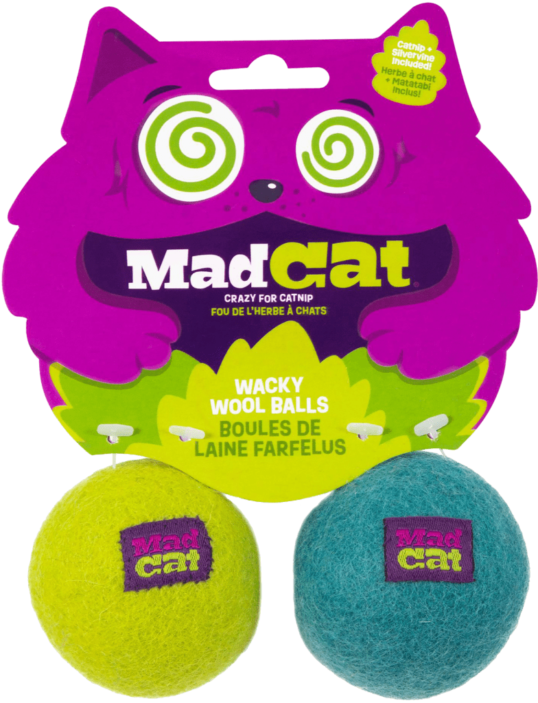 CAT TOY WACKY WOOL BALL 2 CT MAD CAT