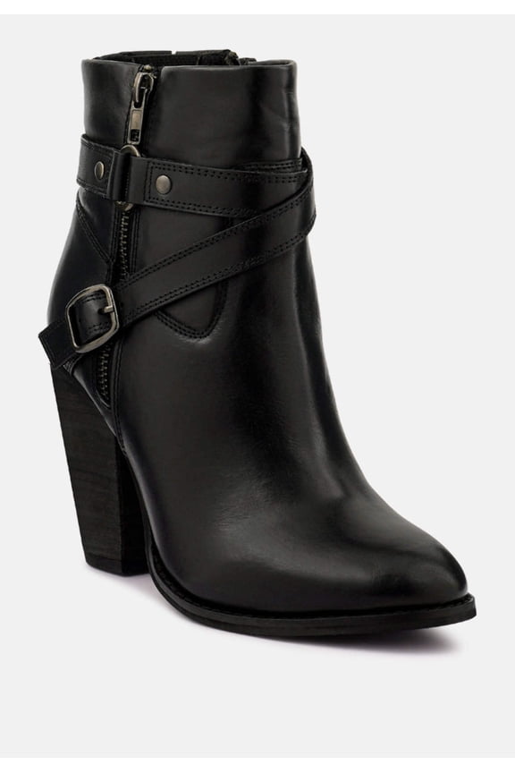 CAT-TRACK Black Leather Ankle Boots