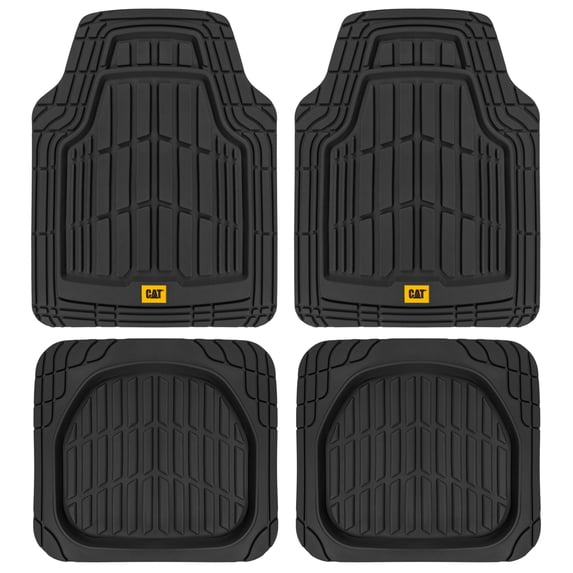 CAT ToughRide Heavy Duty Rubber Floor Mats for Car, Truck, Van & SUV, Universal Fit, Trim to Fit, All Weather Deep Dish Car Mats, Black, 4 Piece