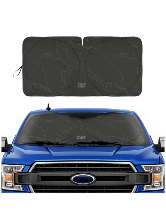 Windshield Sun Shade for Trucks - Jumbo Foldable Sunshade for Truck Cab Interior Protection, UV Heat Blocker, Sun Shield, Heavy-Duty Truck Accessories, Keeps Cab Cool - Charcoal XL