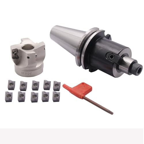 CAT40-FMB22-60 Shank Face End Mill Arbor and 2"/50mm Cutting Diameter 4-Flute 400R-50-22-4T CNC Face End Milling Shell Cutter with 10Pcs APMT1604 Carbide Inserts and T15 Wrench$$Tools