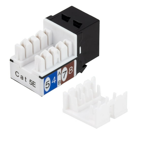 CAT5E Keystone Jack, Snap-In, 90-Degree Termination, Thermoplastic, Black, 25-Pack, CE Compliant