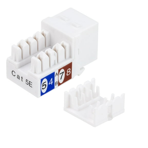 CAT5E Keystone Jack, Snap-In, 90-Degree Termination, Thermoplastic, White, 15-Pack, CE Compliant