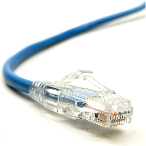 CAT5e CMR Riser LAN Ethernet Data Cable, Solid Bare Copper 24AWG 4-Pair UTP 350Mhz EZ Pass Thru RJ45 Fittings with Strain Relief Boots UL ETL Assembled in USA (75 ft Blue)