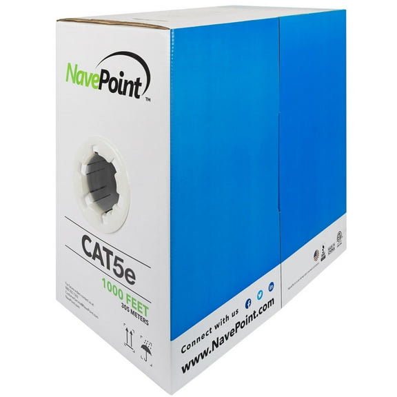 CAT5e Ethernet Cable, UTP, CMP plenum  rated, Grey, 1000 Ft
