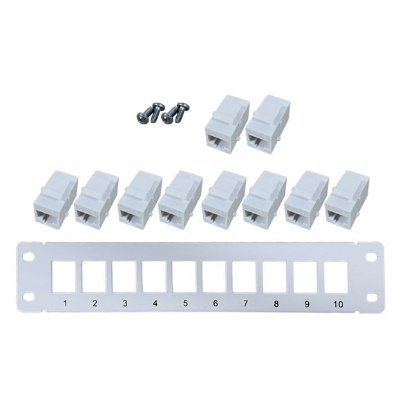 CAT6 10 Port Shielded Panel RJ45 10G Ready Metal Housing Color-Coded Labeling for T568A and T568B Wiring,White