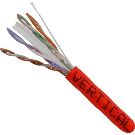 CAT6 23 AWG UTP 8C Solid Bare Copper 550mHz Riser Rated PVC Jacket 1000 Feet Red