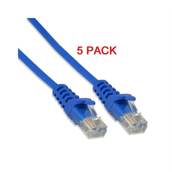 CAT6 24 Gauge Blue 50' Feet 550Mhz UTP Patch Ethernet Network Cable Wire (5/pk)