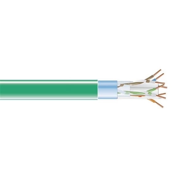 CAT6 400-MHz Shielded Solid Bulk PVC Cable, Green - 1000 ft.