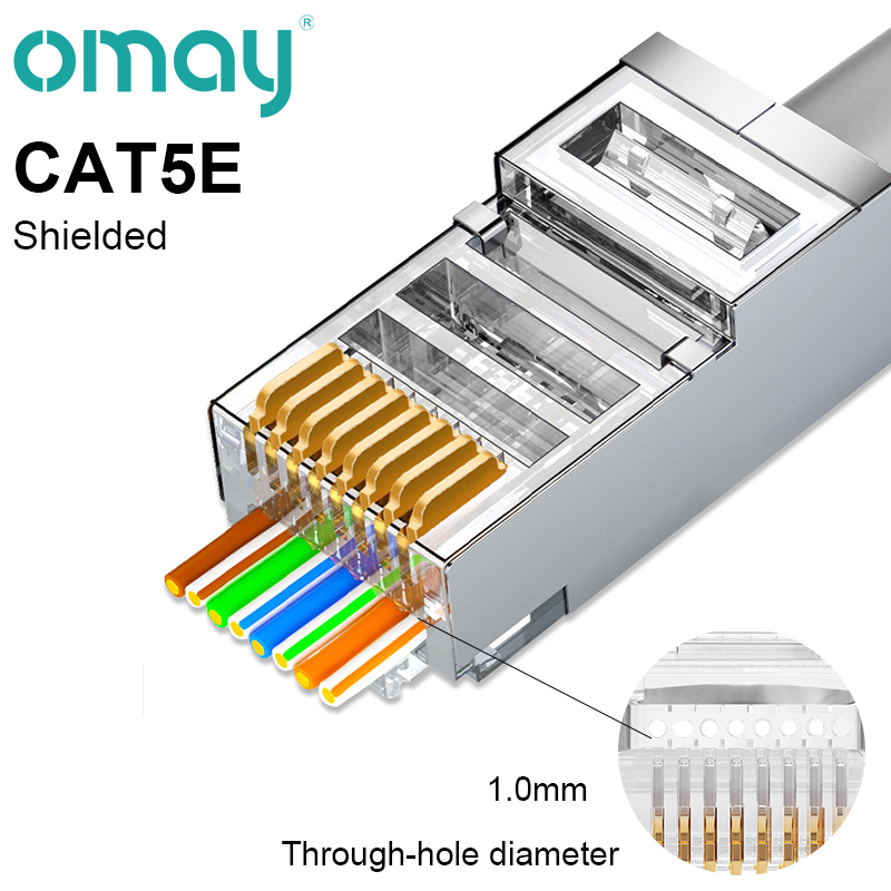 CAT6 CAT5E Pass Through RJ45 Modular Plug Network Connectors UTP 50μ