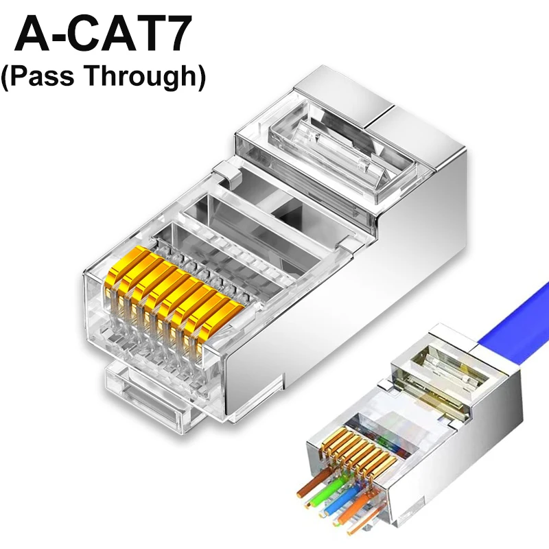 CAT6 CAT7 CAT5 RJ45 Shielded Connectors Pass Through Modular Plug
