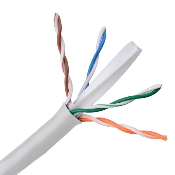 CAT6 Cable, 4 Pair, UTP, Riser Rated (CMR), Solid Bare Copper - White - 1000ft