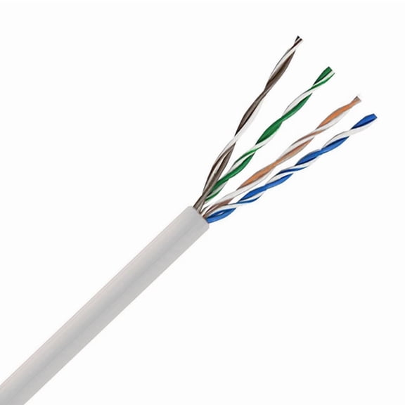 CAT6 Cable, No Spline, 4 Pair, UTP, Plenum Rated (CMP), Solid Bare Copper - White - 1000ft