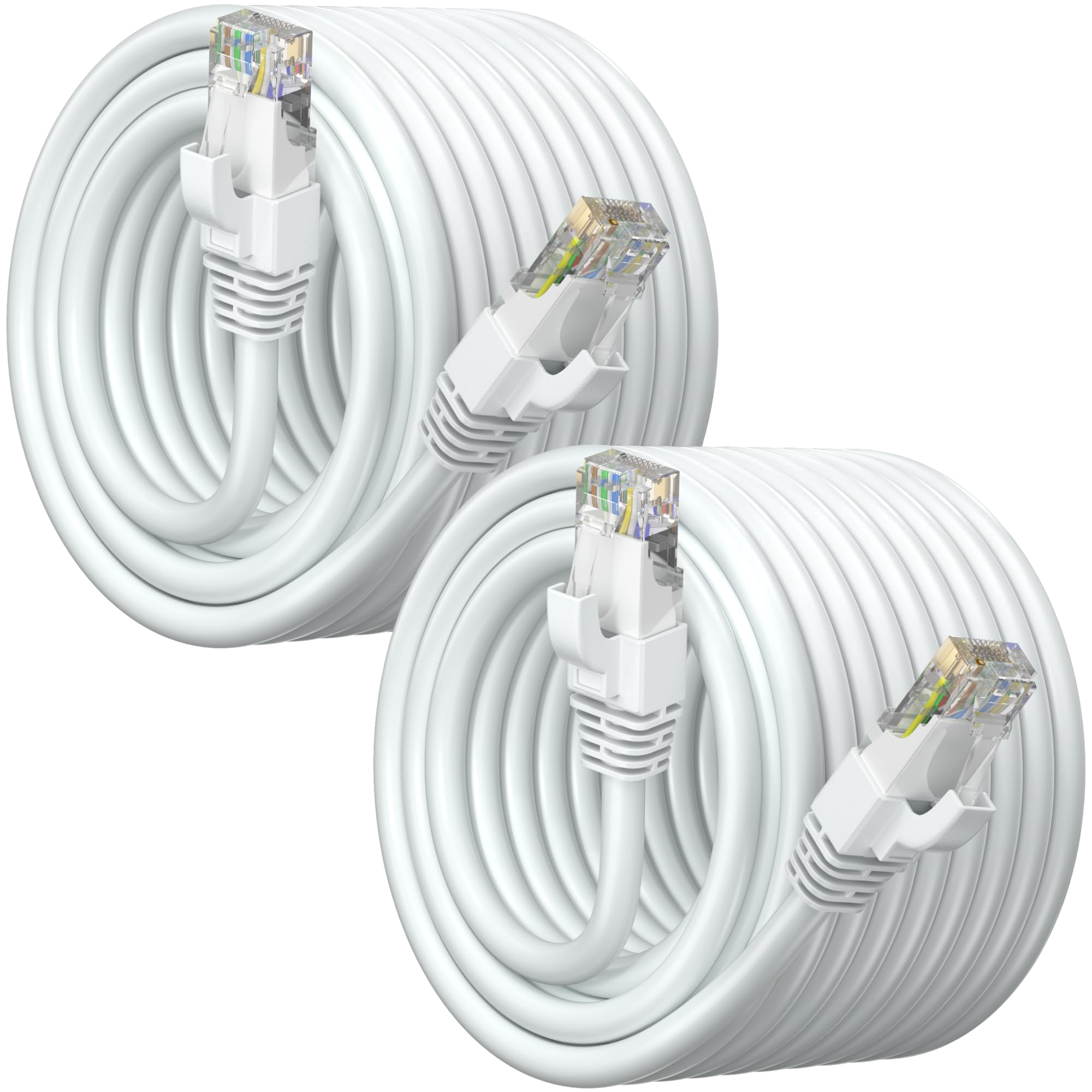 Maximm Cat 6 Ethernet Cable 100 ft (2-Pack) - High-Speed LAN Cable, Internet Cable, Patch Cable, and Network Cable - UTP, 10Gbps, 550MHz Cat6 Cable - White