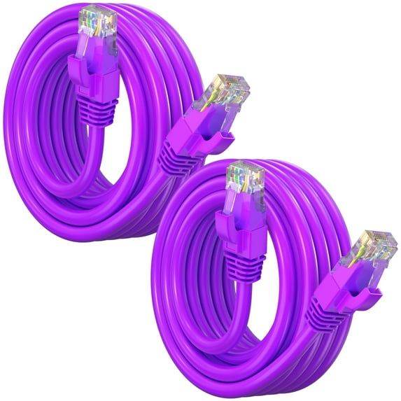 Maximm Cat 6 Ethernet Cable 15 ft (2-Pack) - High-Speed LAN Cable, Internet Cable, Patch Cable, and Network Cable - UTP, 10Gbps, 550MHz Cat6 Cable - Purple