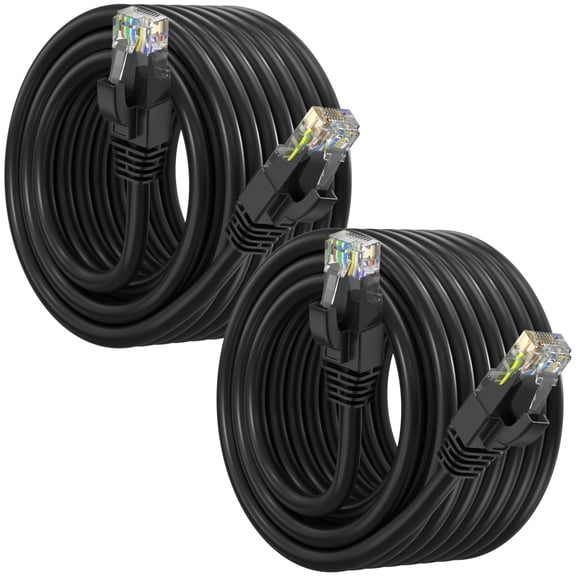 Maximm Cat 6 Ethernet Cable 40 ft (2-Pack) - High-Speed LAN Cable, Internet Cable, Patch Cable, and Network Cable - UTP, 10Gbps, 550MHz Cat6 Cable - Black