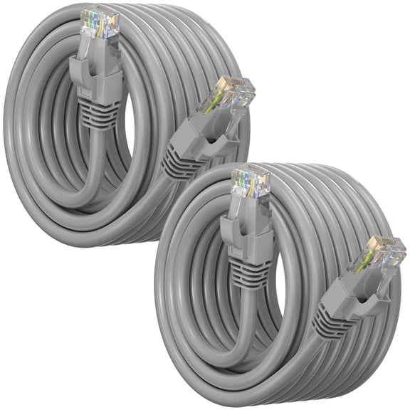 Maximm Cat6 Ethernet Cable 2-Pack 40 ft – CCA LAN Network Patch Cords, RJ45, Gray